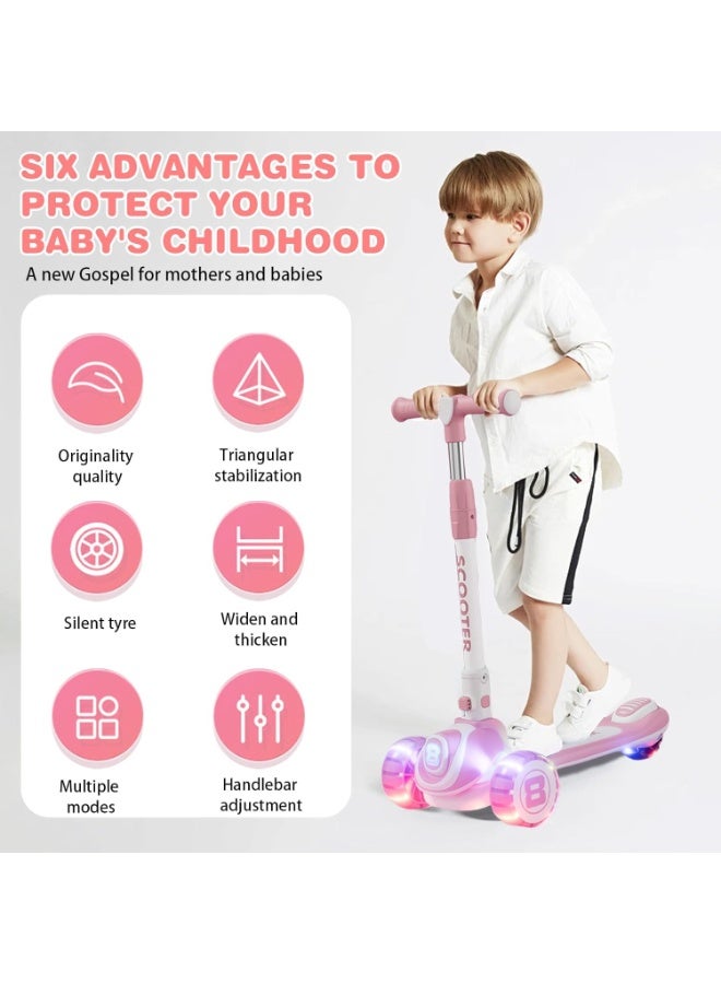 دي إم جي تك ركلة سكوتر ، 4 الارتفاع القابل للتعديل و Lean-to-Steer ، سكوتر قابل للطي للأطفال ، عجلات ضوئية LED و سطح مضاد للانزلاق ، للأطفال من 3-12yrs للهدية - Image 3